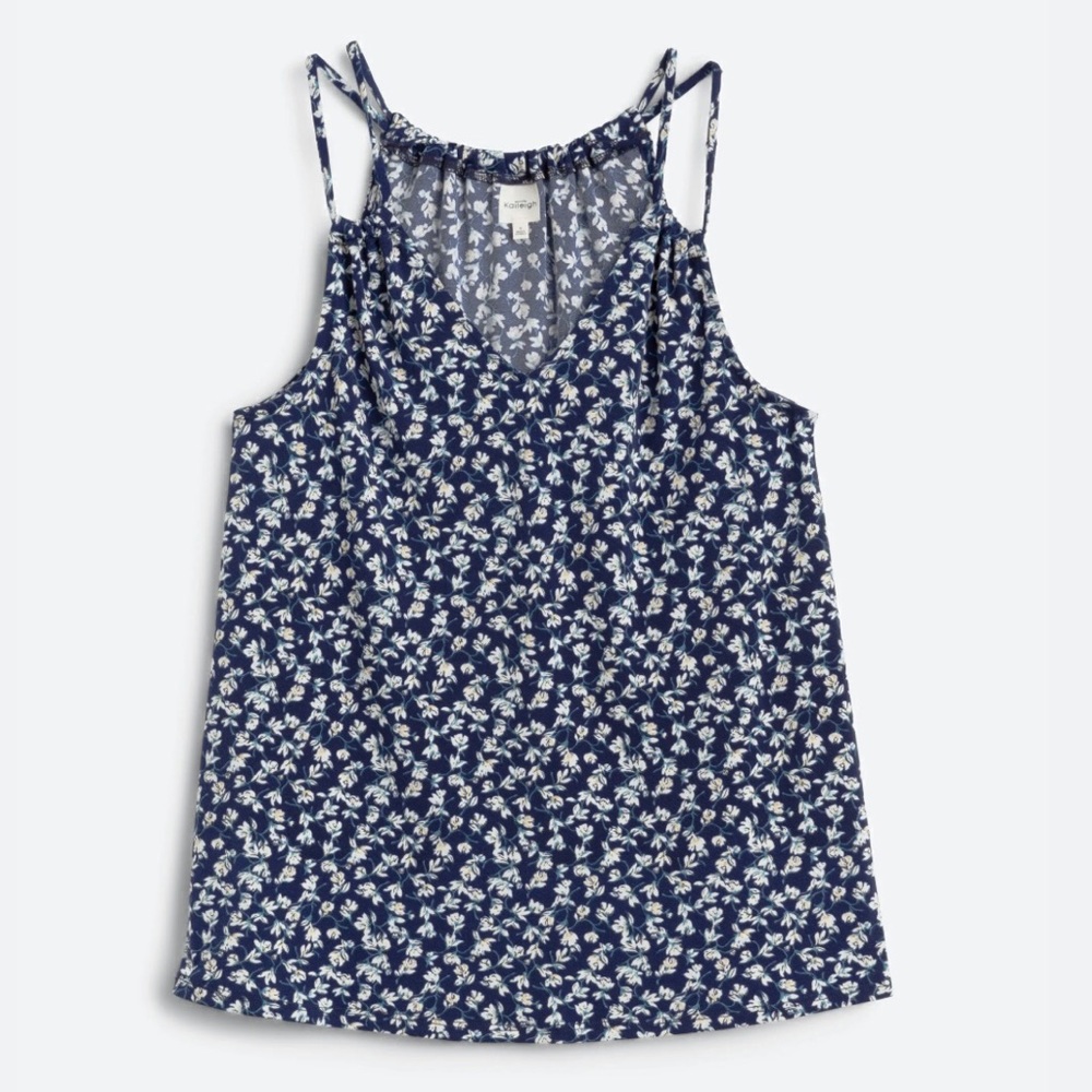 Blue Floral Spaghetti Strap Tank